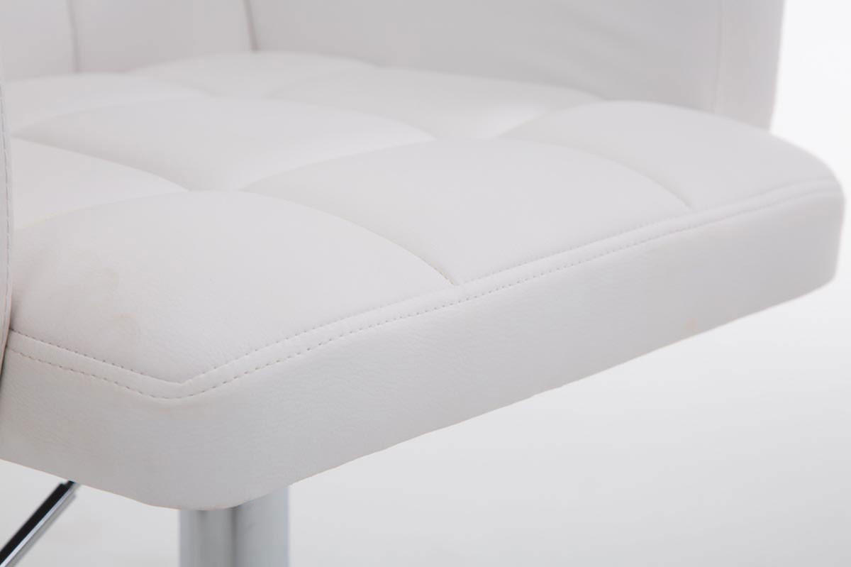 BARHOCKER Sutun Kunstleder Weiß Silber - Weiß, Leder/Metall (60/93/56cm) - DELUKE