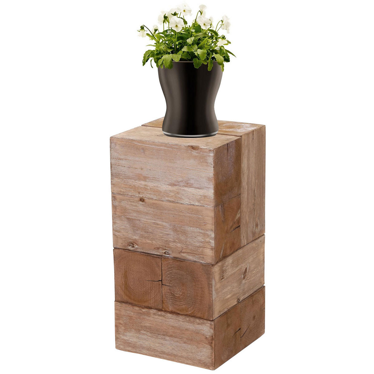 BLUMENTISCH MASSIVHOLZ eckig Braun - Braun, Holz (30/30/60cm) - MCW