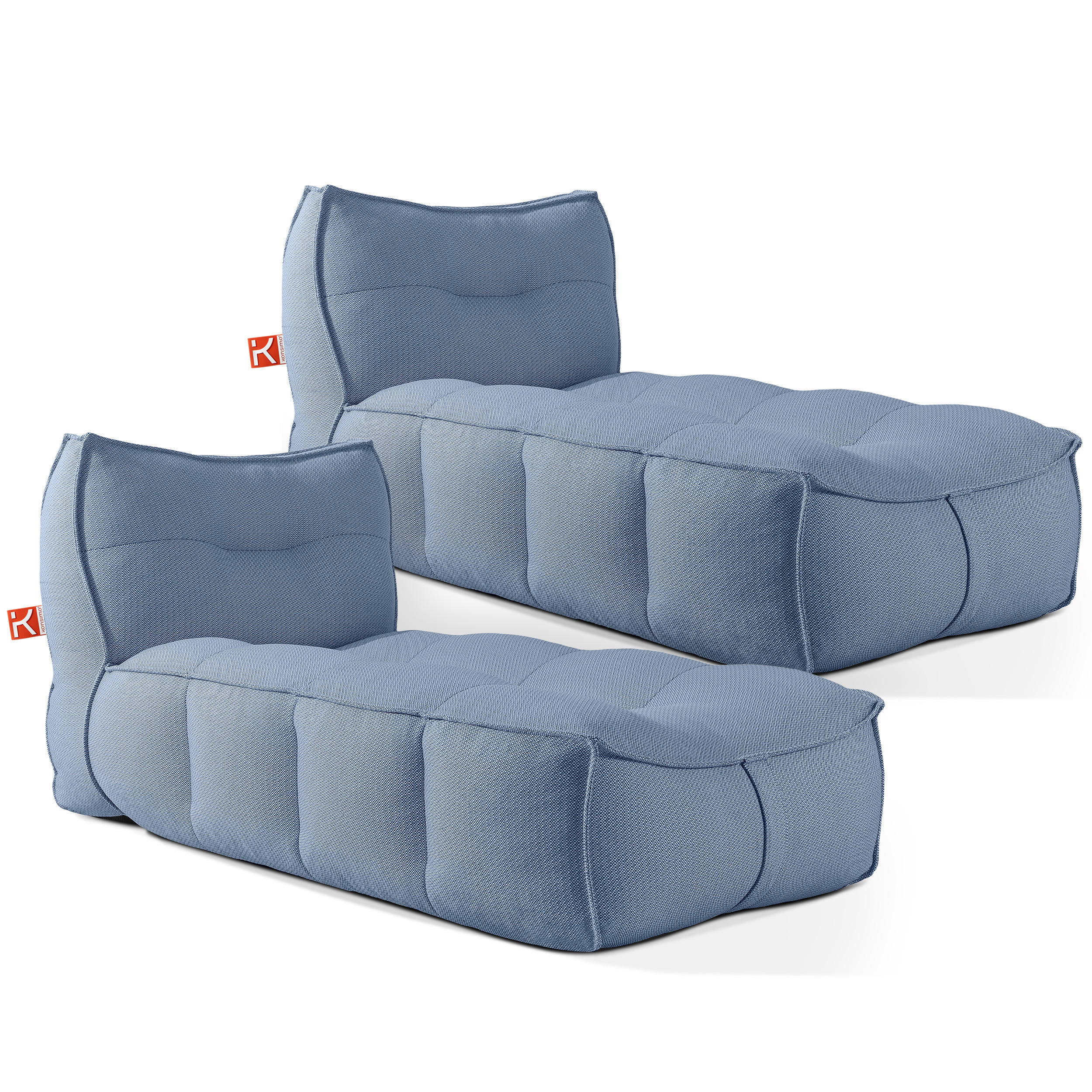 GARTENLIEGE LOVIA Sonnenliege 2-er Set, Marineblau/Weiß - Dunkelblau, Textil (90/82/174cm) - KONSIMO®