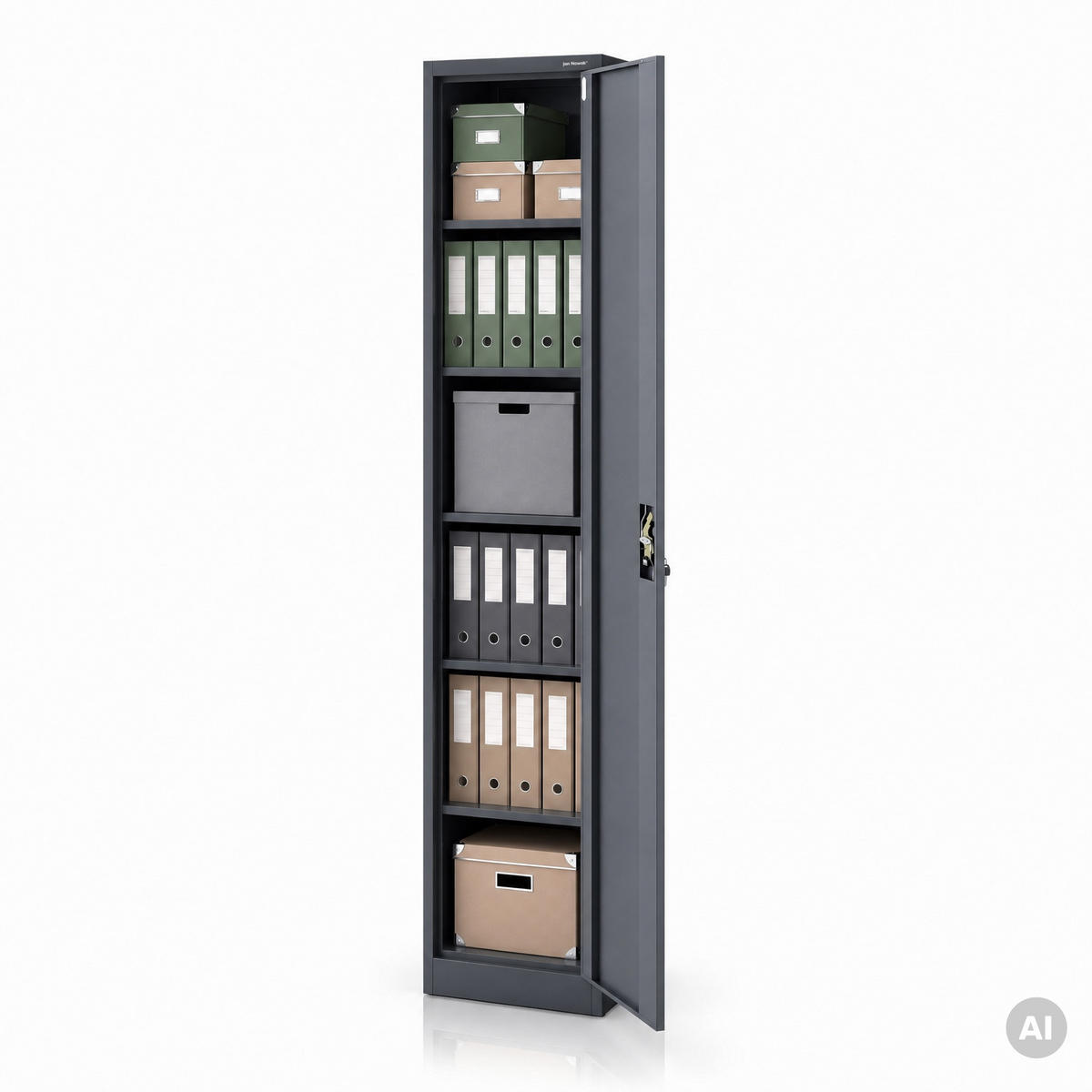 AKTENSCHRANK ALEX 220 - Anthrazit, Metall (45/220/40cm) - Jan Nowak