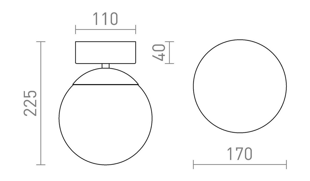 DECKENLEUCHTE BOLLY 17 Opalglas 11 W IP44 - Chromfarben, Glas (17/17/22.5cm) - Rendl