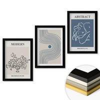 WANDBILDER 3er-Set - 20x30 cm Schwarzer Rahmen - abstrakte Poster mit Blumenlinien - Schwarz, Kunststoff (20/30cm) - ArtPrintCave
