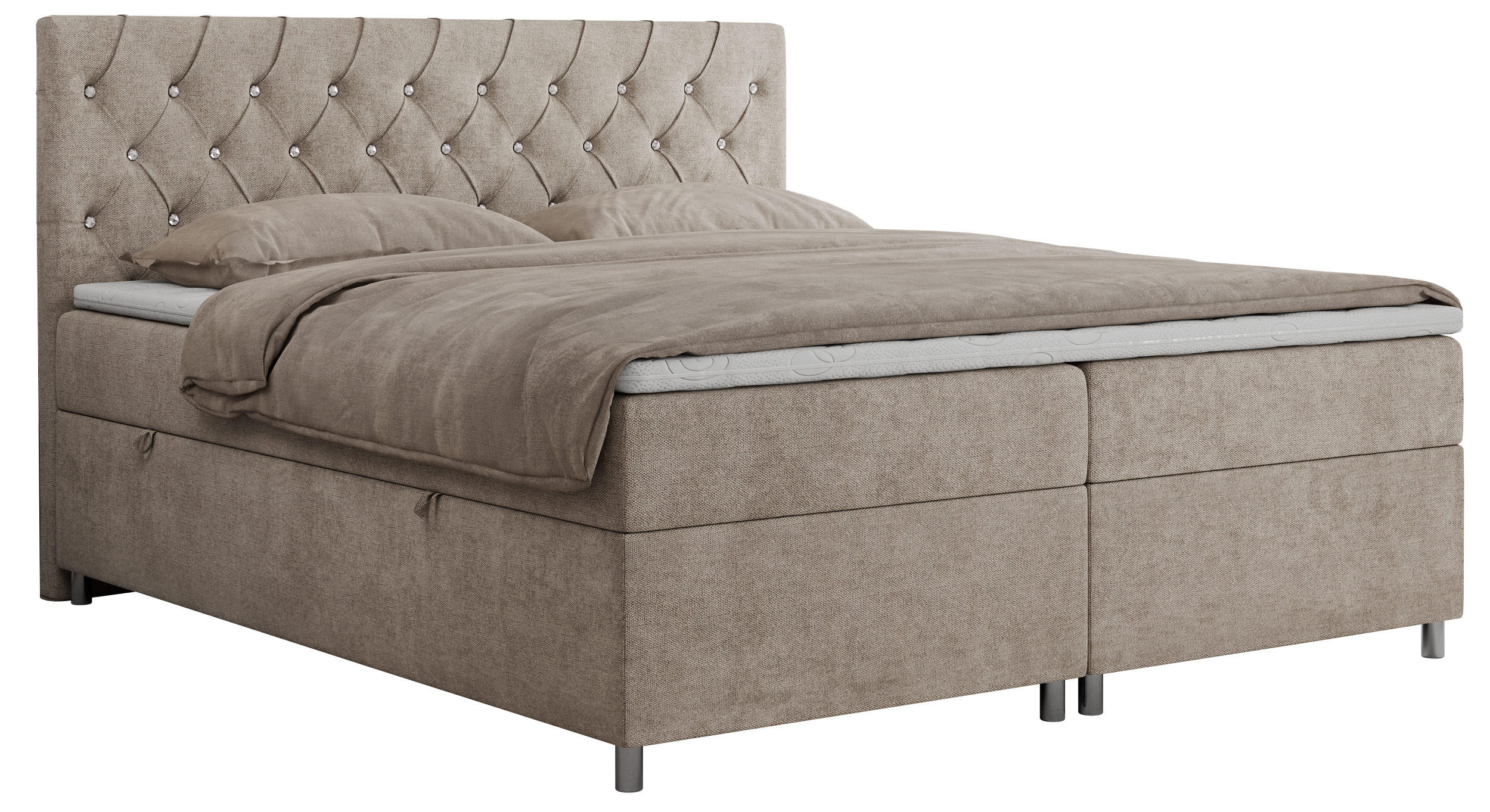 BOXBETT ROMA 120/200 - Beige Strukture - H3 - Beige, Holz/Textil (120/200cm)