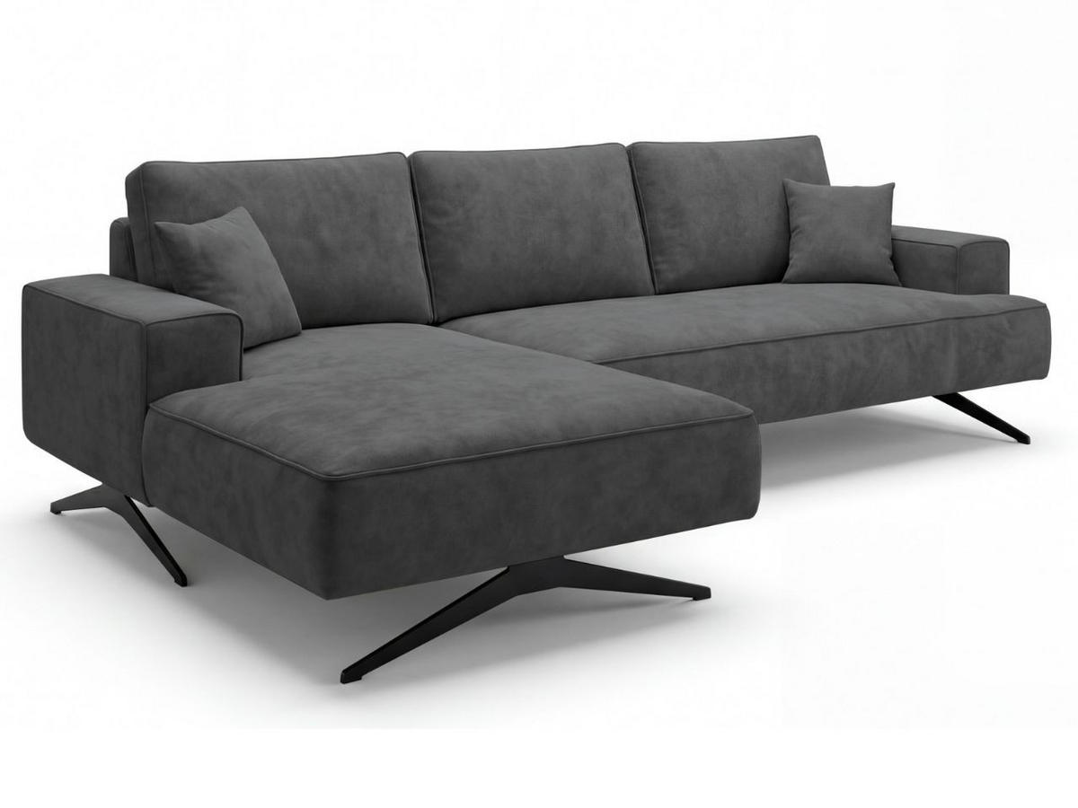 ECKSOFA Leto Anthrazit Links - Anthrazit/Schwarz, Holz/Textil (260/165cm) - Graingold
