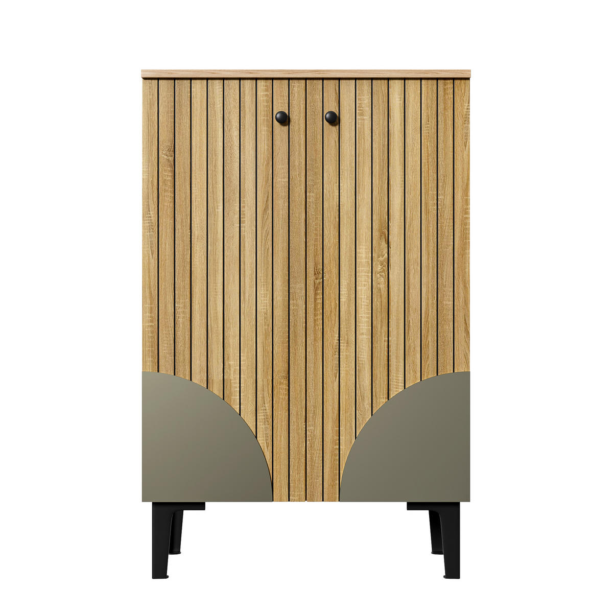 SIDEBOARD 60 cm in Natur Holz-Optik 2 Türen & schwarzes Metallgestell - Naturfarben, Holzwerkstoff (60/94/32cm) - Urban Meuble