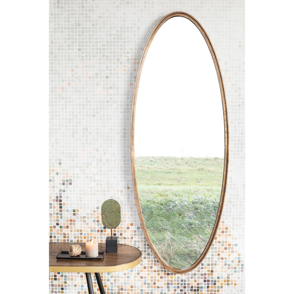 WANDSPIEGEL Matz Spiegel/ Oval 60x160 cm Gold - Bronzefarben, Metall (60/160/3cm) - Housecraft Living