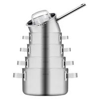 TOPFSET Juvia 5-teilig – Edelstahl – downdraft-geeignet – Kochtöpfe Ø 16, 18, 20, 24 cm & Stieltopf Ø 16 cm – geeignet für alle Herdarten - Silberfarben, Metall - Sola