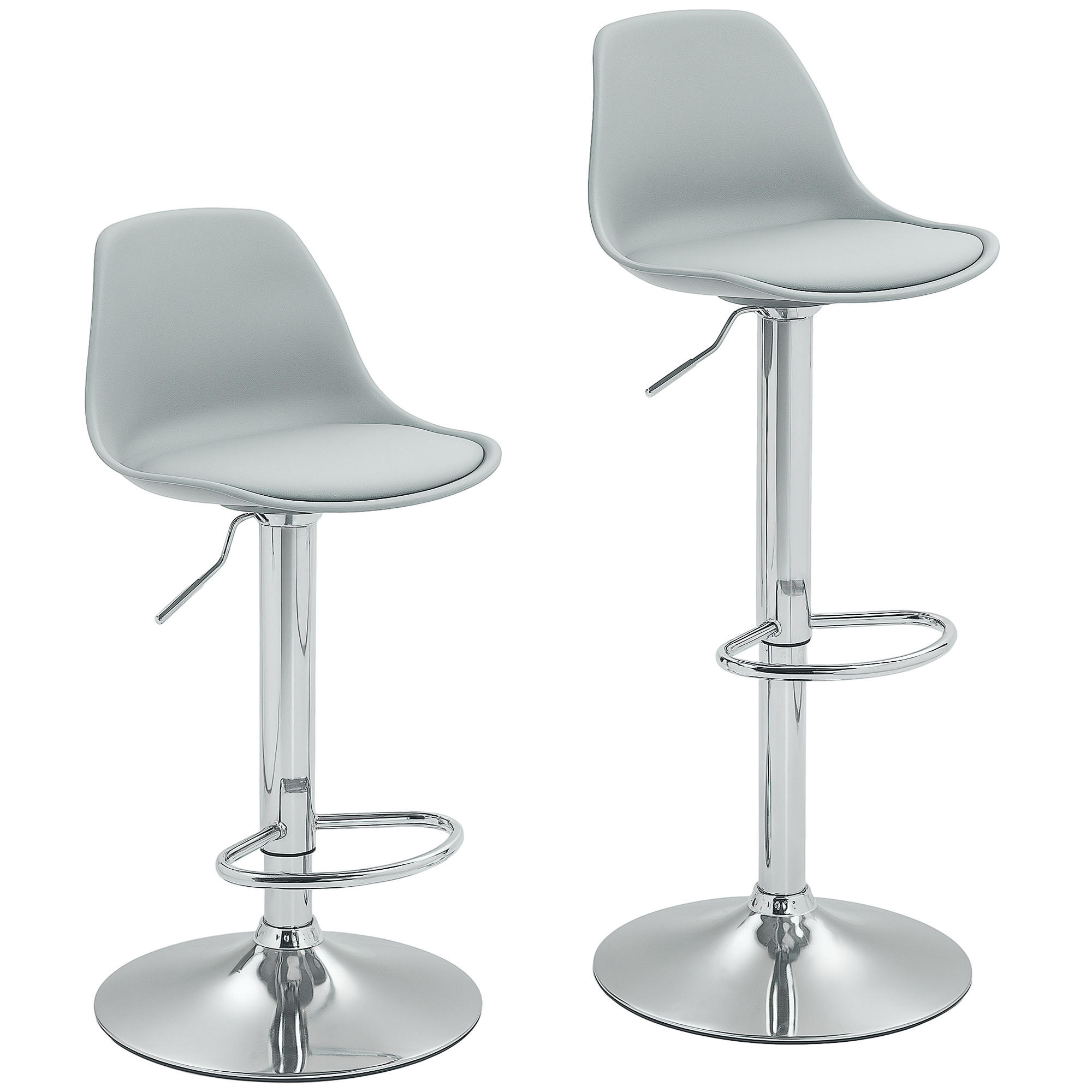 BARHOCKER 2er Set, Gepolstert Barstuhl mit Stahlgestell, Lehne für Küche Grau - Grau, Leder (42/104/38cm) - HOMCOM