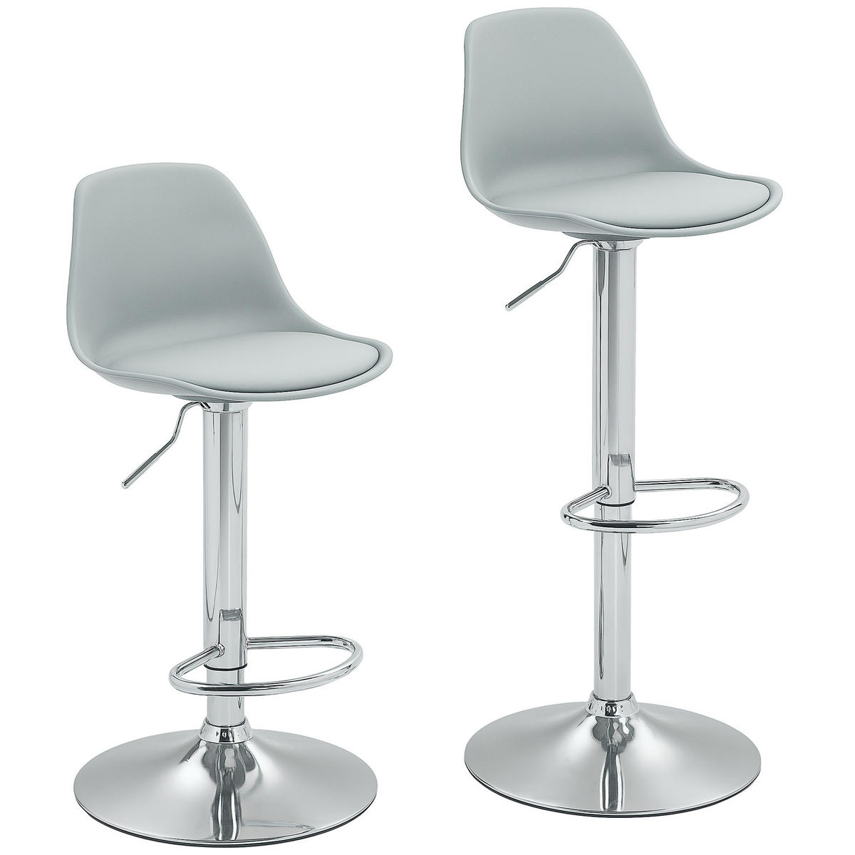 BARHOCKER 2er Set, Gepolstert Barstuhl mit Stahlgestell, Lehne für Küche Grau - Grau, Leder (42/104/38cm) - HOMCOM