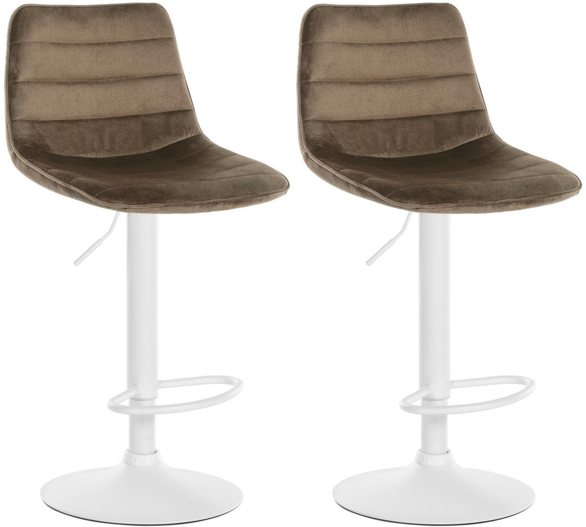 BARHOCKER 2er Set Samt braun - Weiß/Braun, Textil/Metall (45/89/46cm) - CLP
