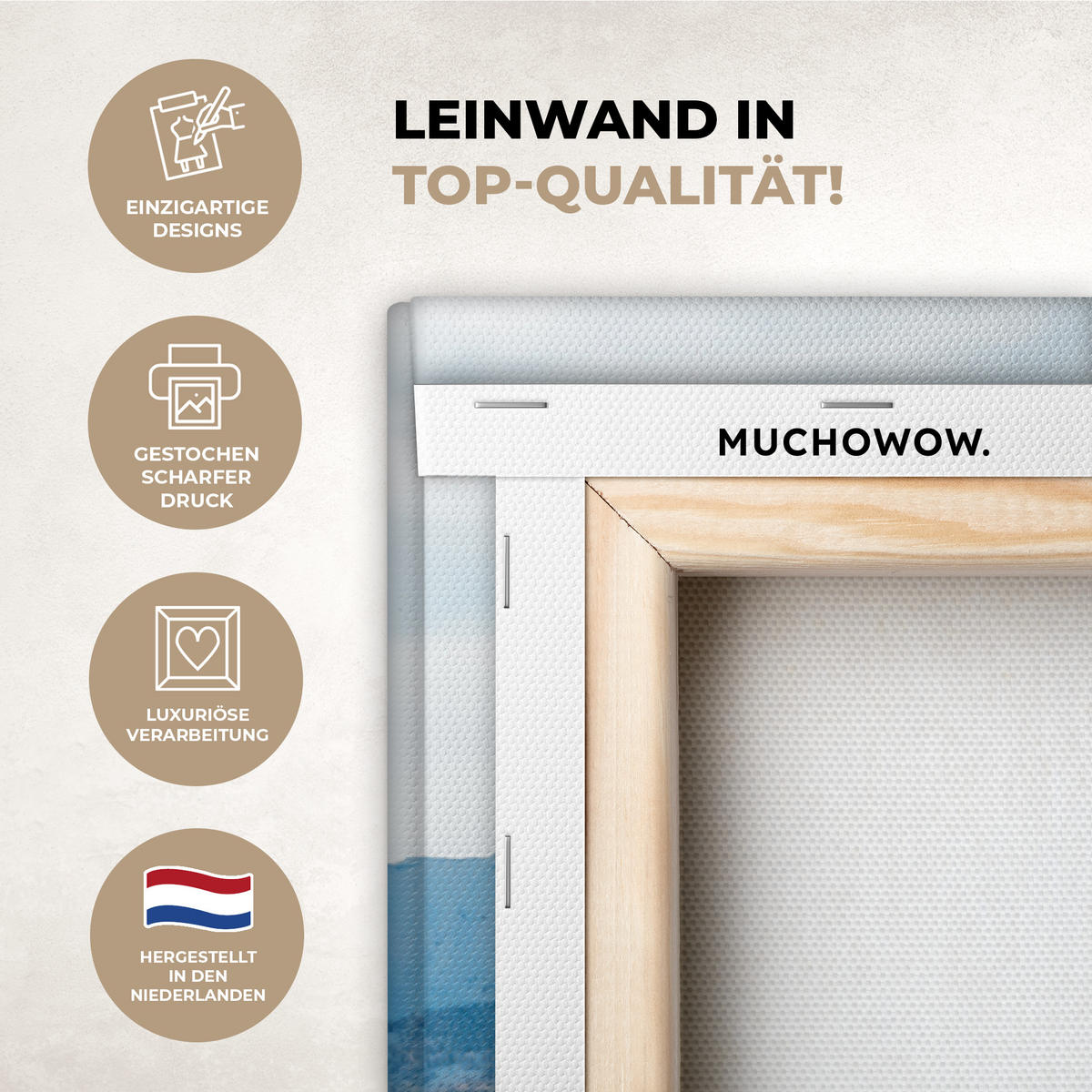 LEINWANDBILD Winter - Hütte - Berge - Aussicht - Schnee Groß 140x90 cm - Eichefarben, Textil (140/90cm) - MuchoWow