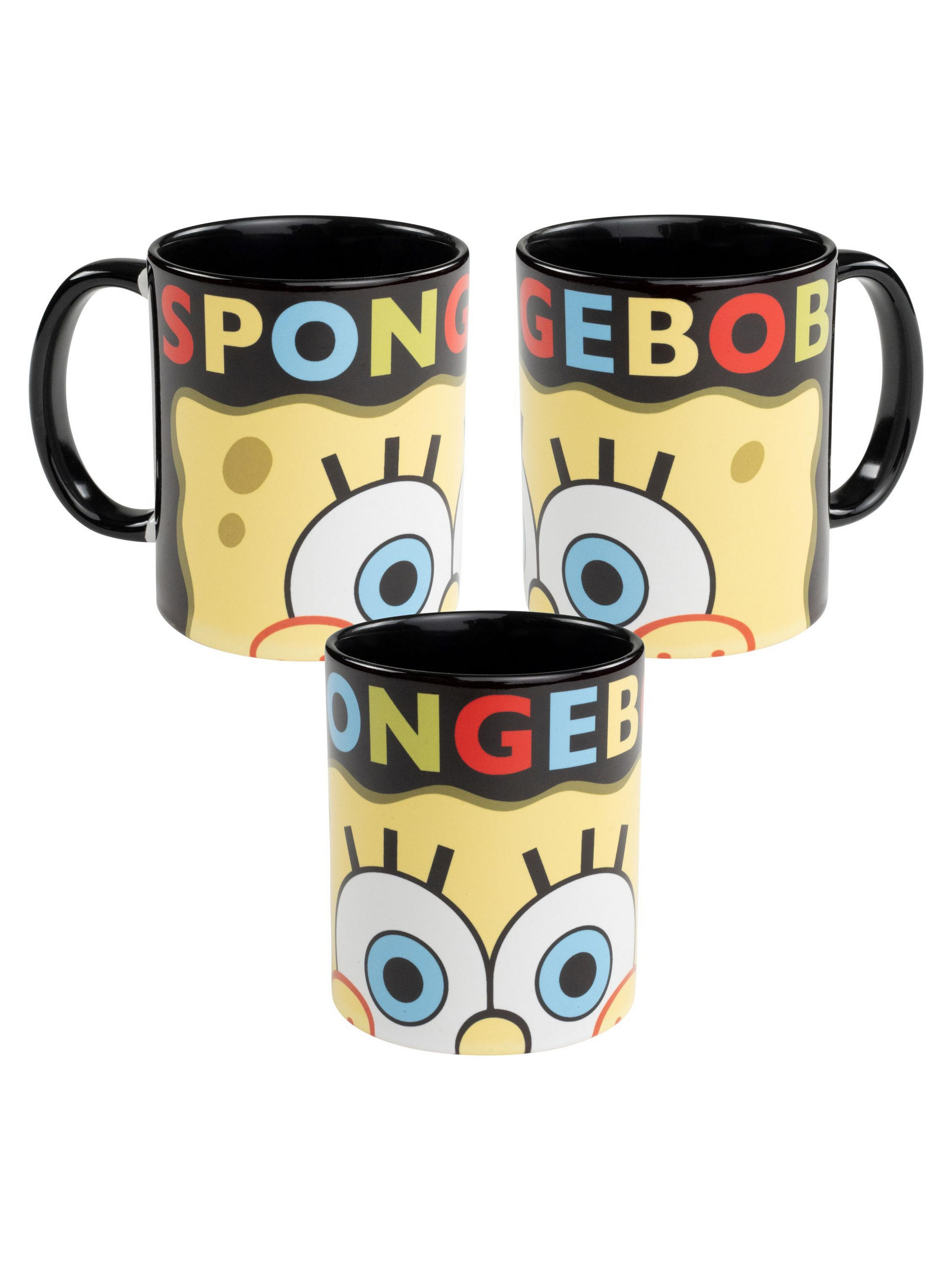 KAFFEEBECHER Spongebob Schwammkopf Schwarz 320 ml - Schwarz, Keramik (0.32L)