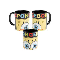 KAFFEEBECHER Spongebob Schwammkopf Schwarz 320 ml - Schwarz, Keramik (0.32L)