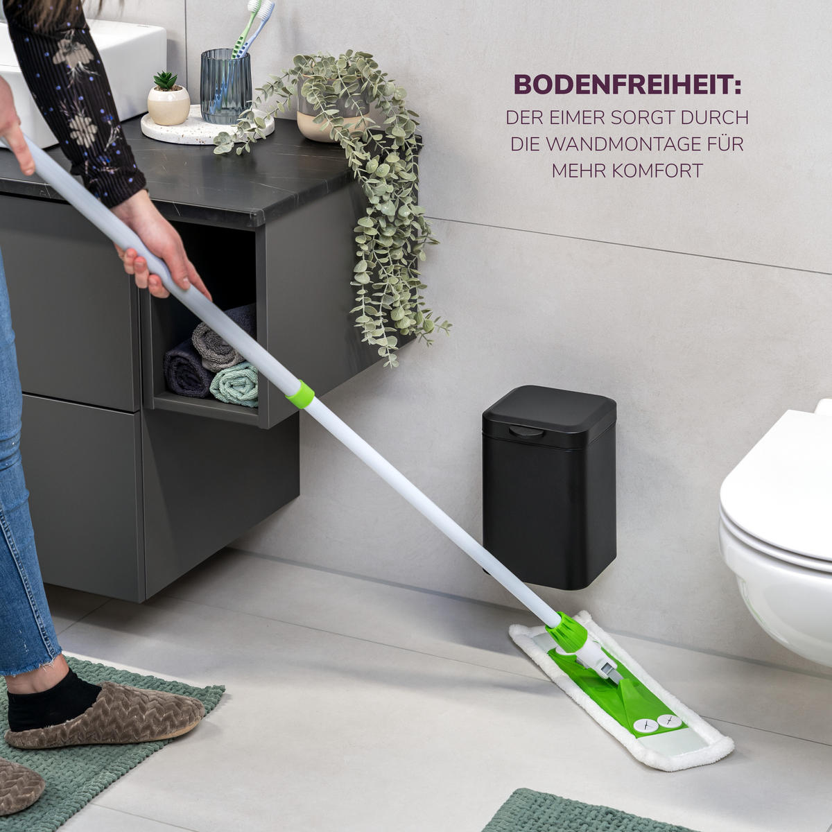 WAND-KOSMETIKEIMER 3 Liter, schwarz - Schwarz, Metall (16/24/23cm) - bremermann