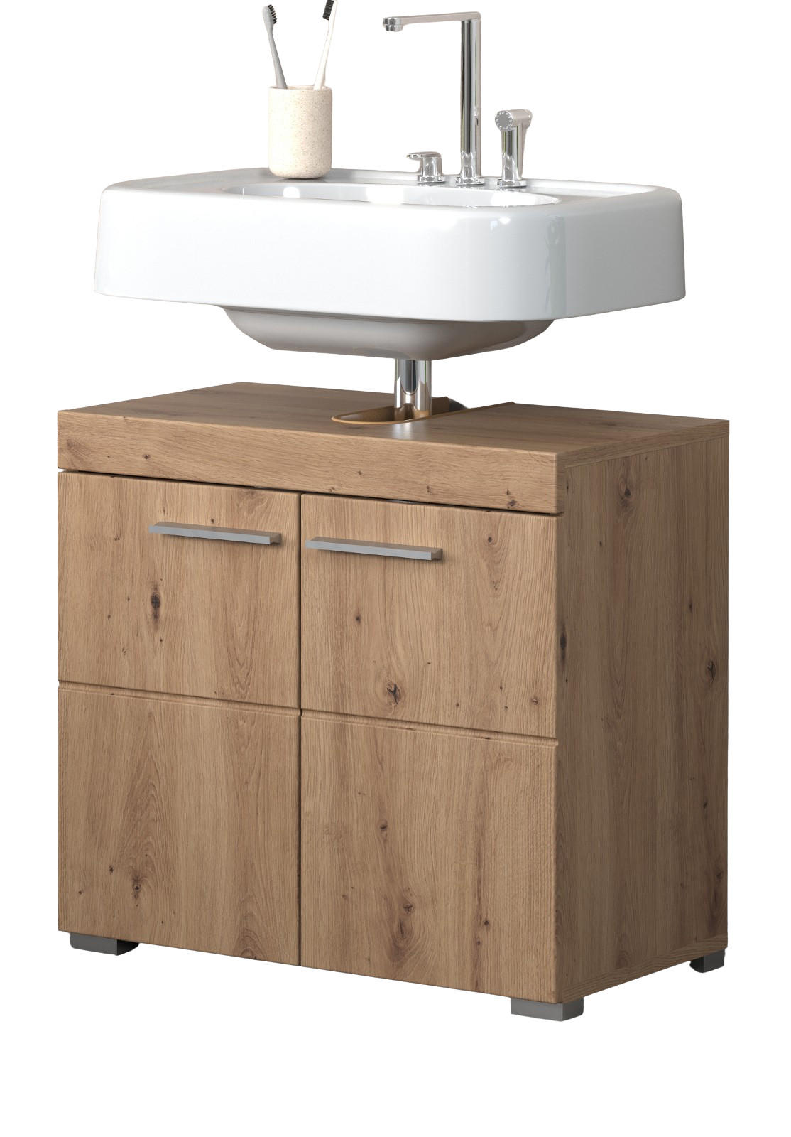 WASCHBECKENUNTERSCHRANK Asteiche 60 x 56 cm, Badschrank 2-türig - Eichefarben, Holzwerkstoff/Kunststoff (60/56/34cm) - Top.Furn