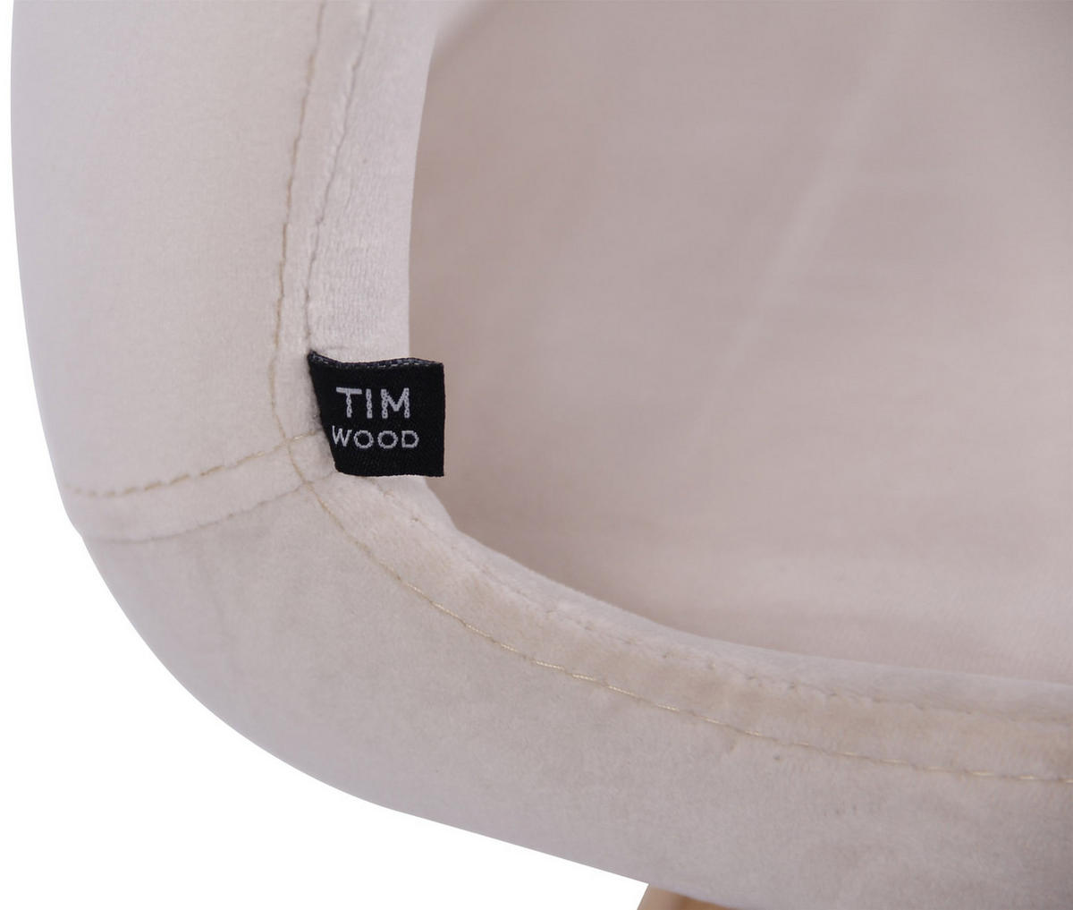 STUHL 4er Set Samt creme - Eukalyptusholzfarben/Creme, Holz/Textil (49/87.5/58cm) - CLP