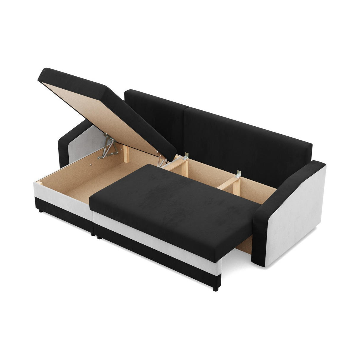 ECKSOFA MIT SCHLAFFUNKTION ORION, Schwarz + Weiß - Schwarz/Weiß, Textil (231/140cm)