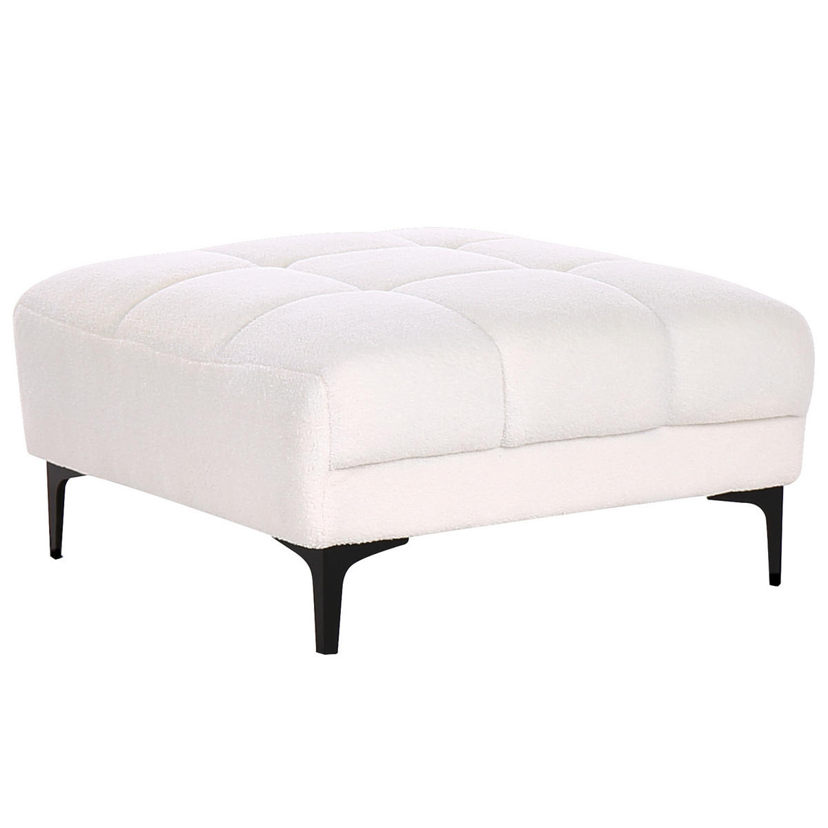 OTTOMANE Bouclé Weiß Alnes - Weiß, Textil (88/41/80cm) - Beliani