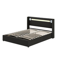 POLSTERBETT 160x200 cm LED USB schwarz - Schwarz, Textil (160/200cm) - LEBENLANG