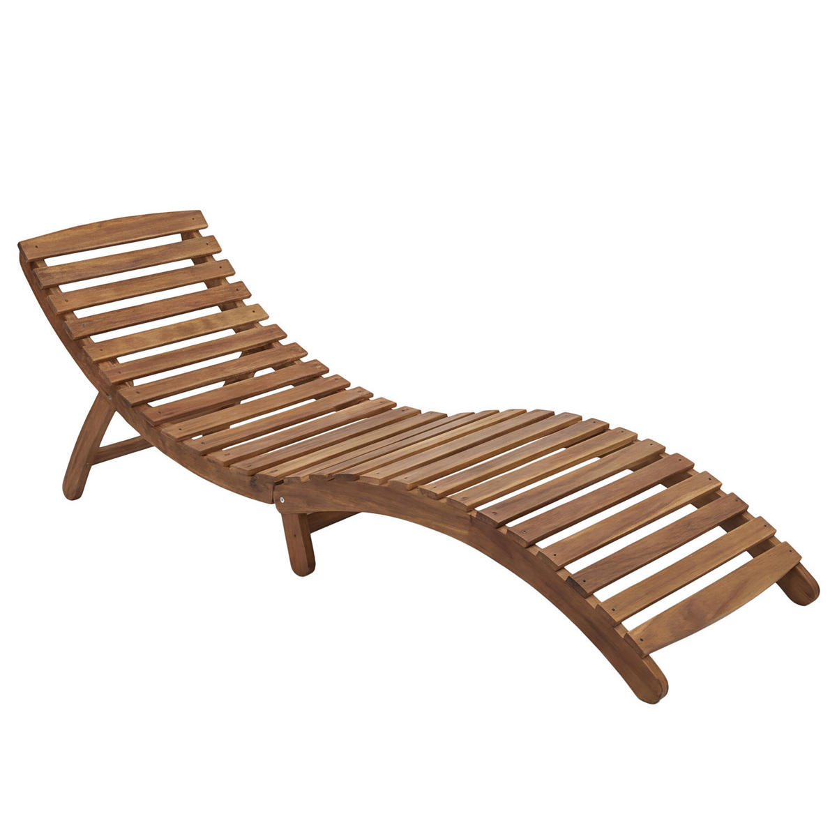 GARTENLIEGE - Akazie massiv / Webstoff - Salbeigrün, Holz/Textil (54/55/168cm) - home24