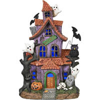 HALLOWEEN Deko Haus mit Farbwechsel-Licht 29 cm - Multicolor, Kunststoff (15/29.5/19.5cm)