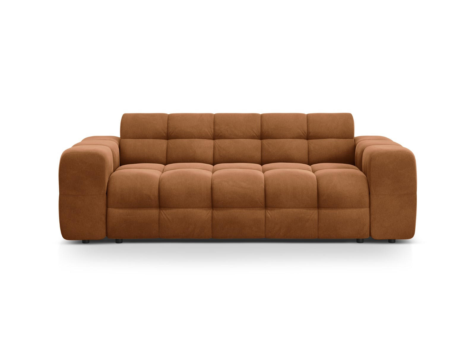 SOFA Kendal aus Samt kamel 3 Sitzplätze - Hellbraun, Textil (103/79/222cm) - Micadoni