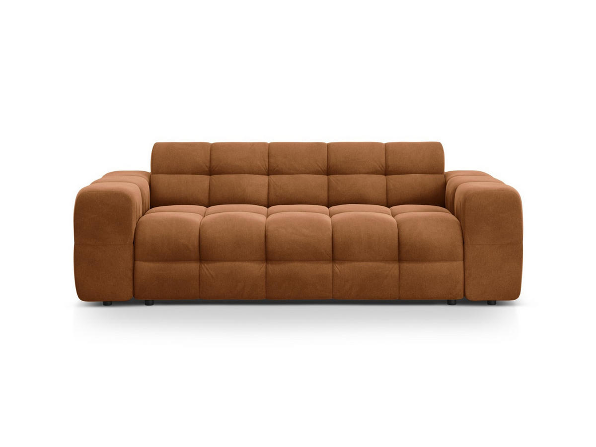 SOFA Kendal aus Samt kamel 3 Sitzplätze - Hellbraun, Textil (103/79/222cm) - Micadoni