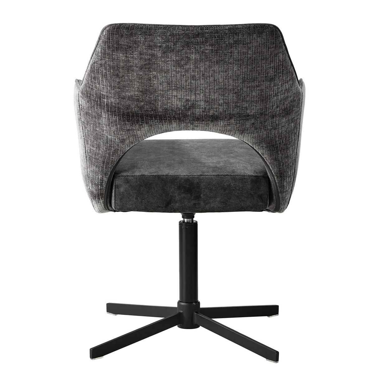 DREHBARER ARMLEHNENSTUHL - Textil / Metall - Graphitfarben, Textil/Metall (64/85/61cm) - home24