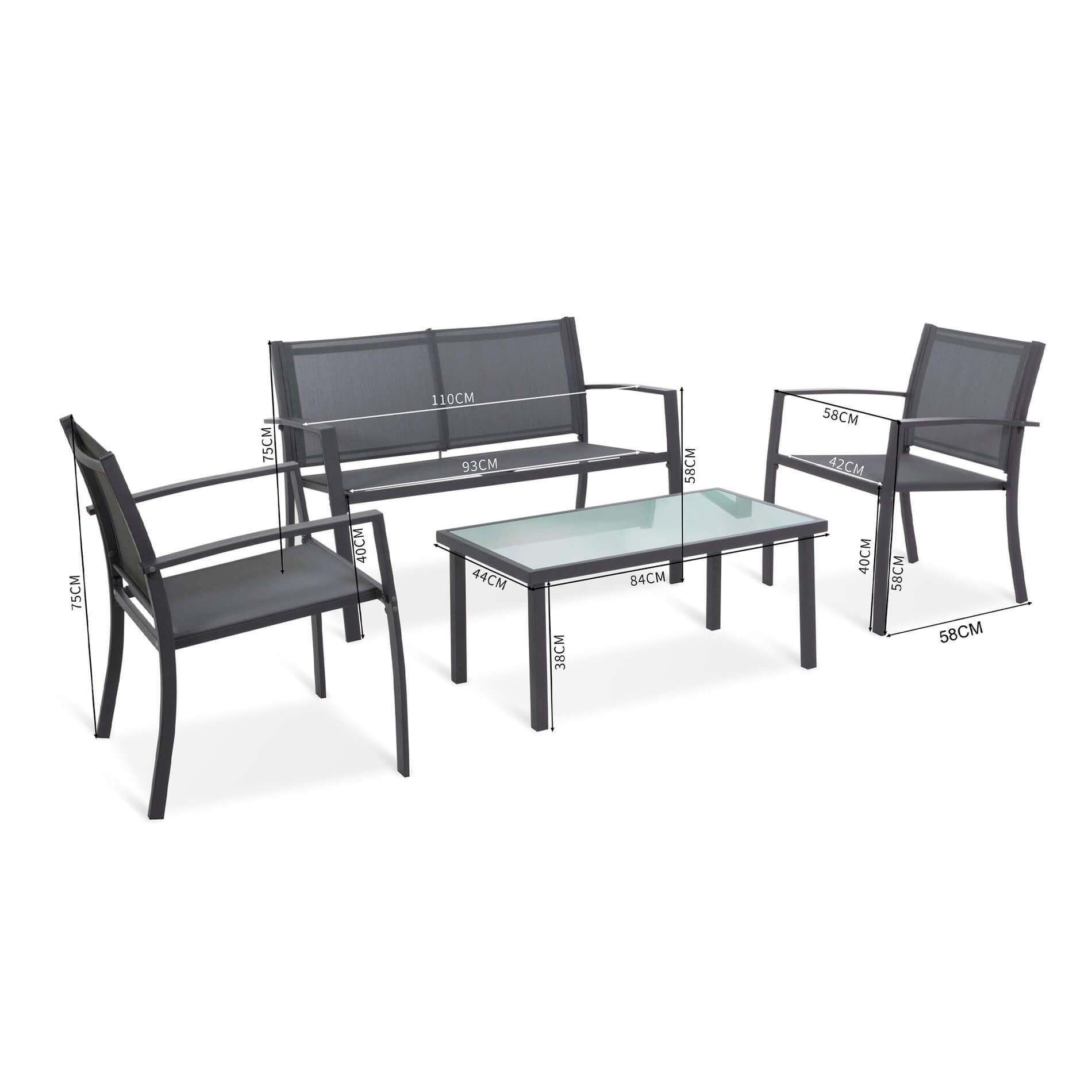 Thumbnail - Mobili Rebecca Loungegarnitur, Hellgrau, Metall, Loungemöbel, Gartenlounge-Sets