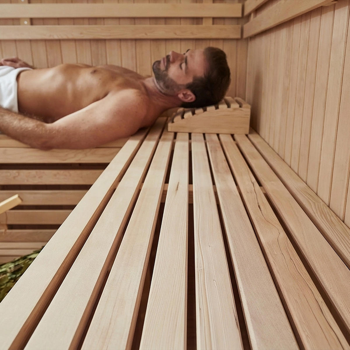 SAUNA SKYLINE BIG XL - Ausstattung: Mit Holzwand, Größe: 200 x 200 x 210 cm - Naturfarben, Holz (200/210/200cm) - Home Deluxe