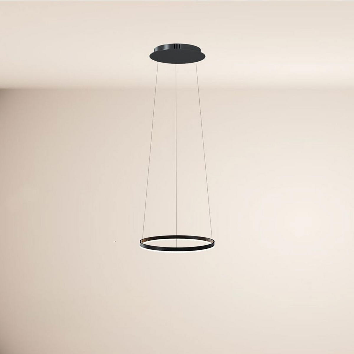 LED-HÄNGELEUCHTE Ring Direkt/Indirekt 5m Schwarz Ø 40cm - Schwarz, Metall (40/40/3.3cm) - s.luce