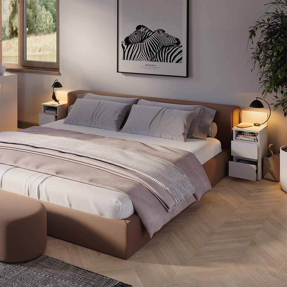 NACHTTISCH Monty Weiß 25 x 59.1 cm 2er Set - Weiß, Holzwerkstoff (25/59.1/32.3cm) - Vicco