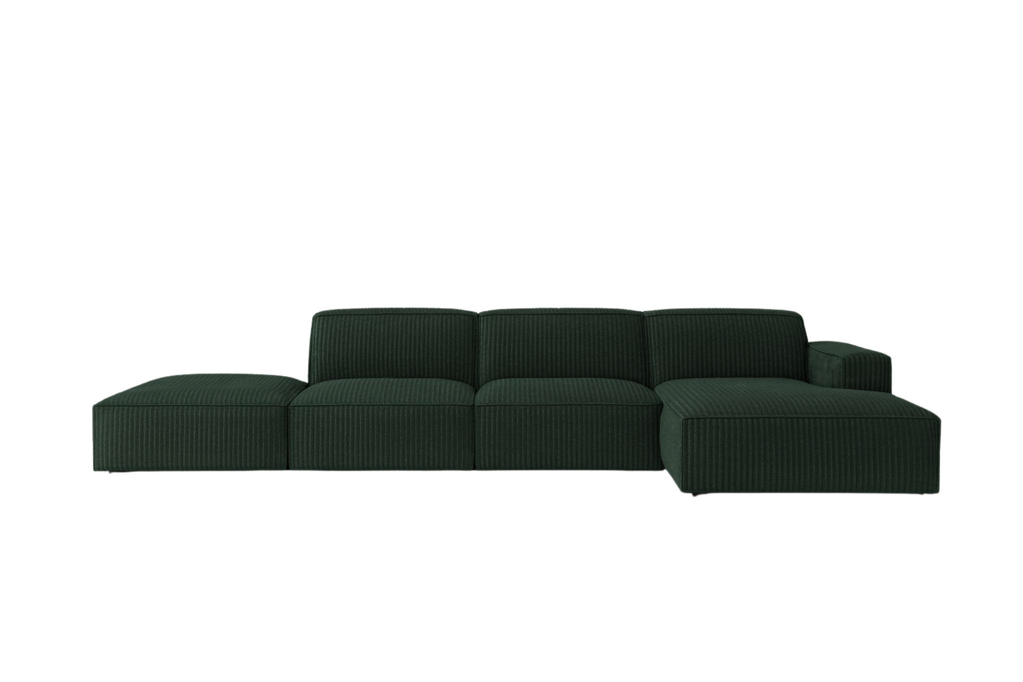 ECKSOFA Cursal L-Form, Stoff Poso, Grün + Hocker, Rechts - Grün, Holz (341/166cm) - Kaiser Möbel