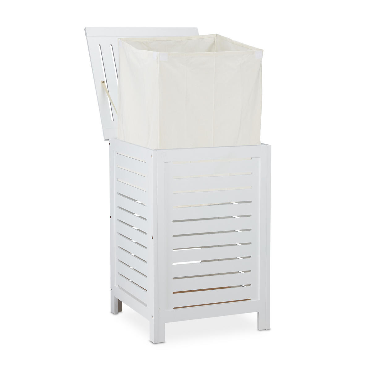 WÄSCHETRUHE - Weiß, Holz/Holzwerkstoff (45/65.5/45cm) - Relaxdays