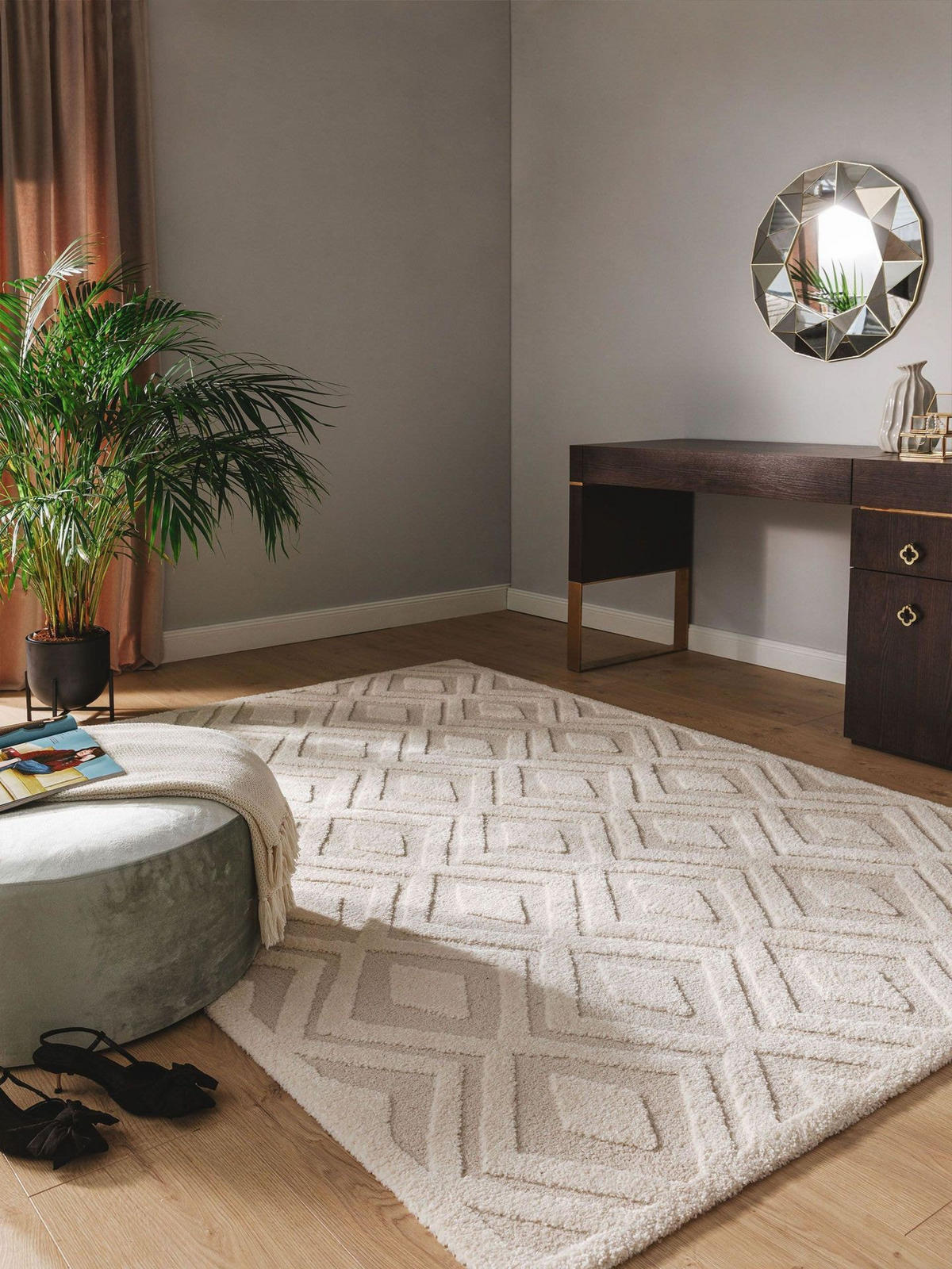 TEPPICH Teppich Eve Beige - Beige, Kunststoff/Textil (160/1cm) - KUNSTLOFT