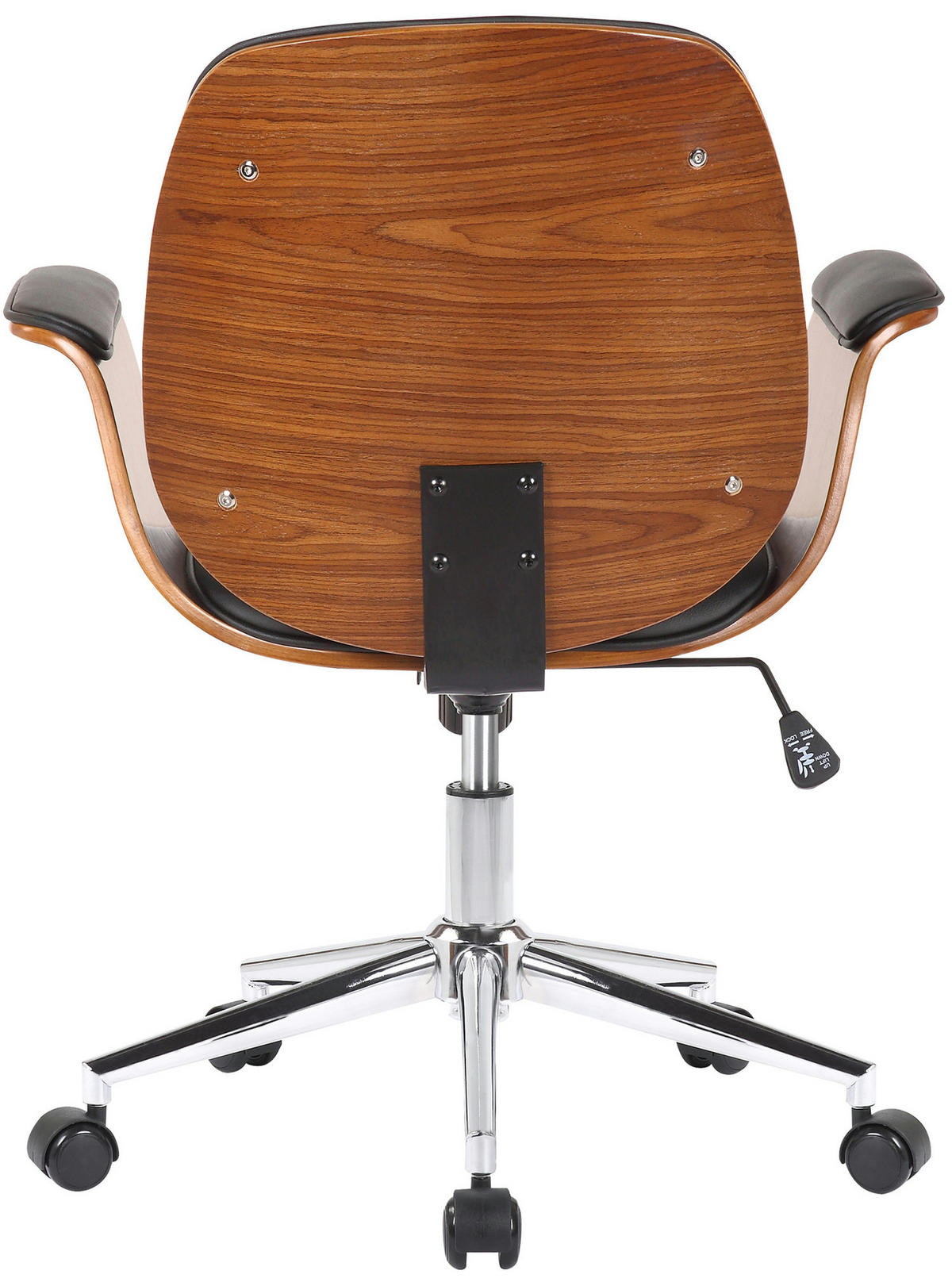 BÜROSTUHL Keegan, Kunstleder Walnuss/Schwarz - Schwarz, Textil/Metall (69/90/62cm) - TPFLiving