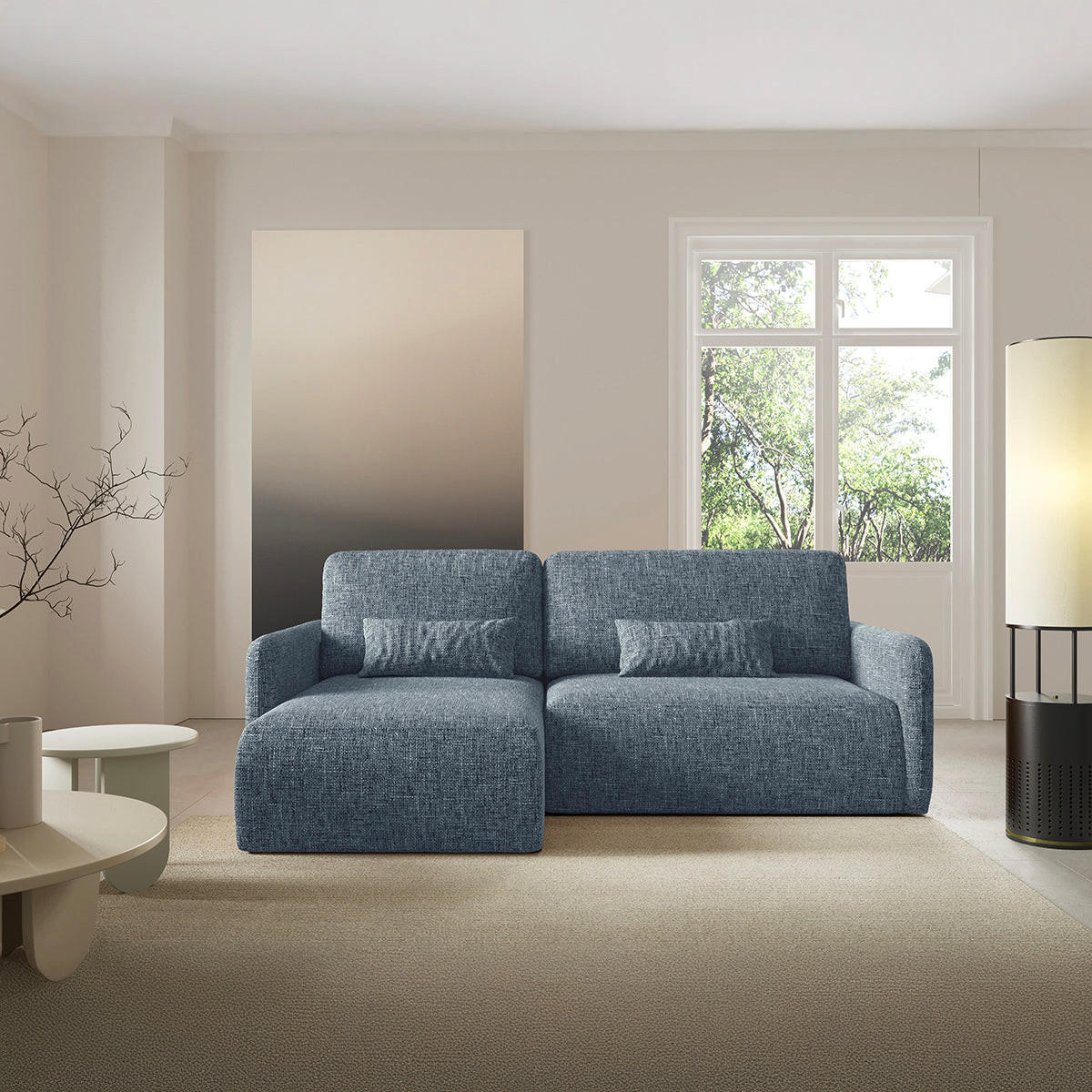 ECKSOFA Lazare 3 Sitzplätze Blau - Blau, Holz (217/148cm) - Petits-meubles