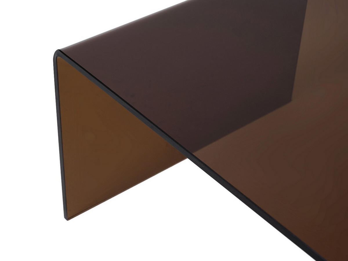 COUCHTISCH - gebogenes Sicherheitsglas - Braun - ALONZO - Transparent/Braun, Glas (110/55/35cm) - Vente-Unique