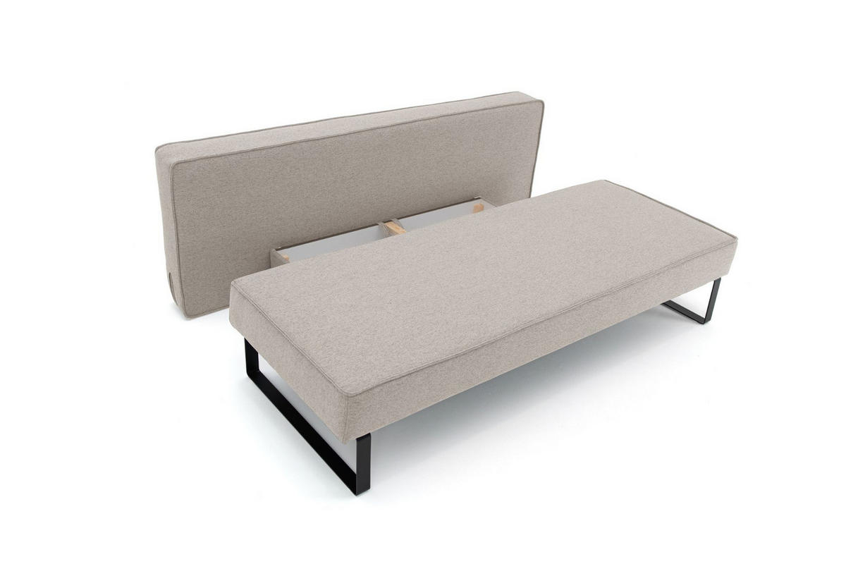 SCHLAFSOFA Mit Bettkasten NOMI, Stoff Faro, Hellgrau - Hellgrau, Holz (200/82/100cm) - Kaiser Möbel