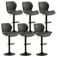 BARHOCKER 6-teiliges Set PU-Kunstleder Dunkelgrau Höhenverstellbar - Grau, Kunststoff (46.5/111/38cm)