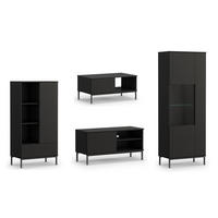 WOHNWAND Queba 1 Schwarz 240/190/60 cm Funktional Modern - Schwarz, Holzwerkstoff/Kunststoff (240/190/60cm) - AX Living
