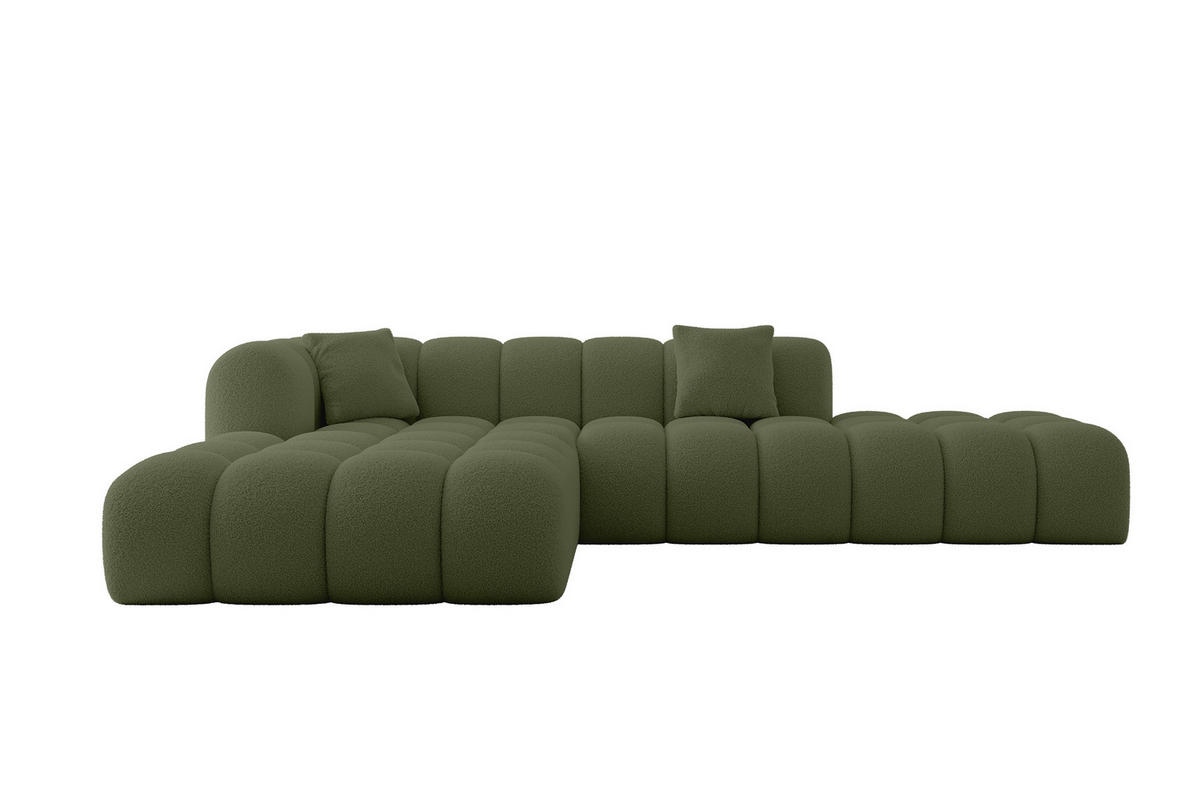 ECKSOFA Ottomane Links OLEA-L2 - 289x176x71 cm Grün - Platinfarben/Schwarz, Holzwerkstoff/Kunststoff (190/309cm) - ALTDECOR