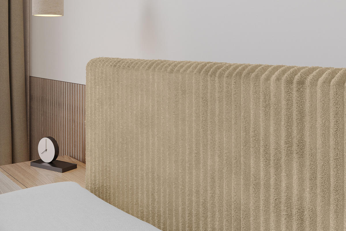 BOXSPRINGBETT mit Matratze H3|H4 und Lattenrost - TOLO-Z KING 140x200 Cord - Beige - Beige, Holzwerkstoff (140/200cm) - ALTDECOR