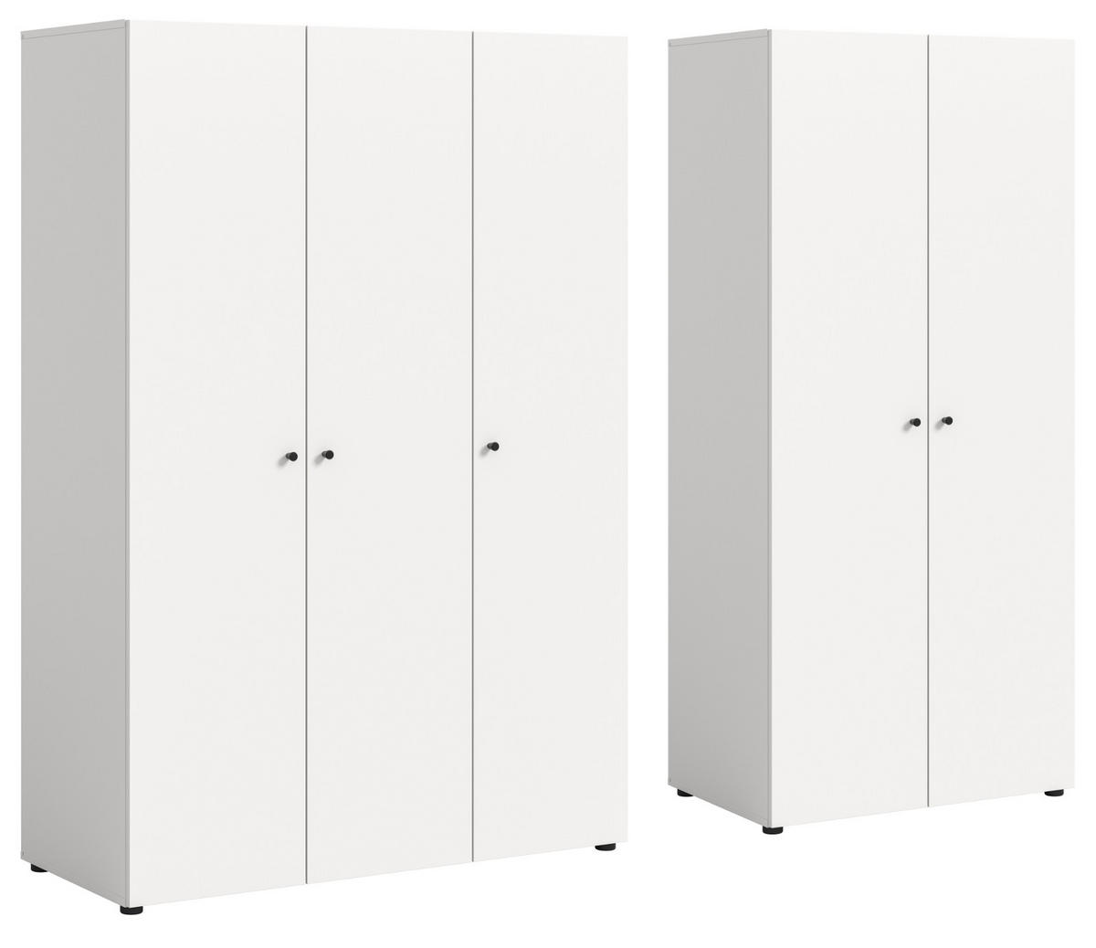 KLEIDERSCHRANK weiß 5-türig 200 cm, Drehtürenschrank mit zusätzlichen Einlegeböden - Schwarz/Weiß, Holzwerkstoff/Kunststoff (200/176/51cm) - Inn.Furn