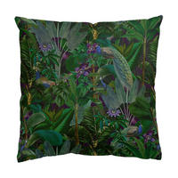 DEKOKISSEN Dschungelblätter mit Pfauen 50/50 cm - Grün, Textil (50/50/10cm) - Bilderwelten