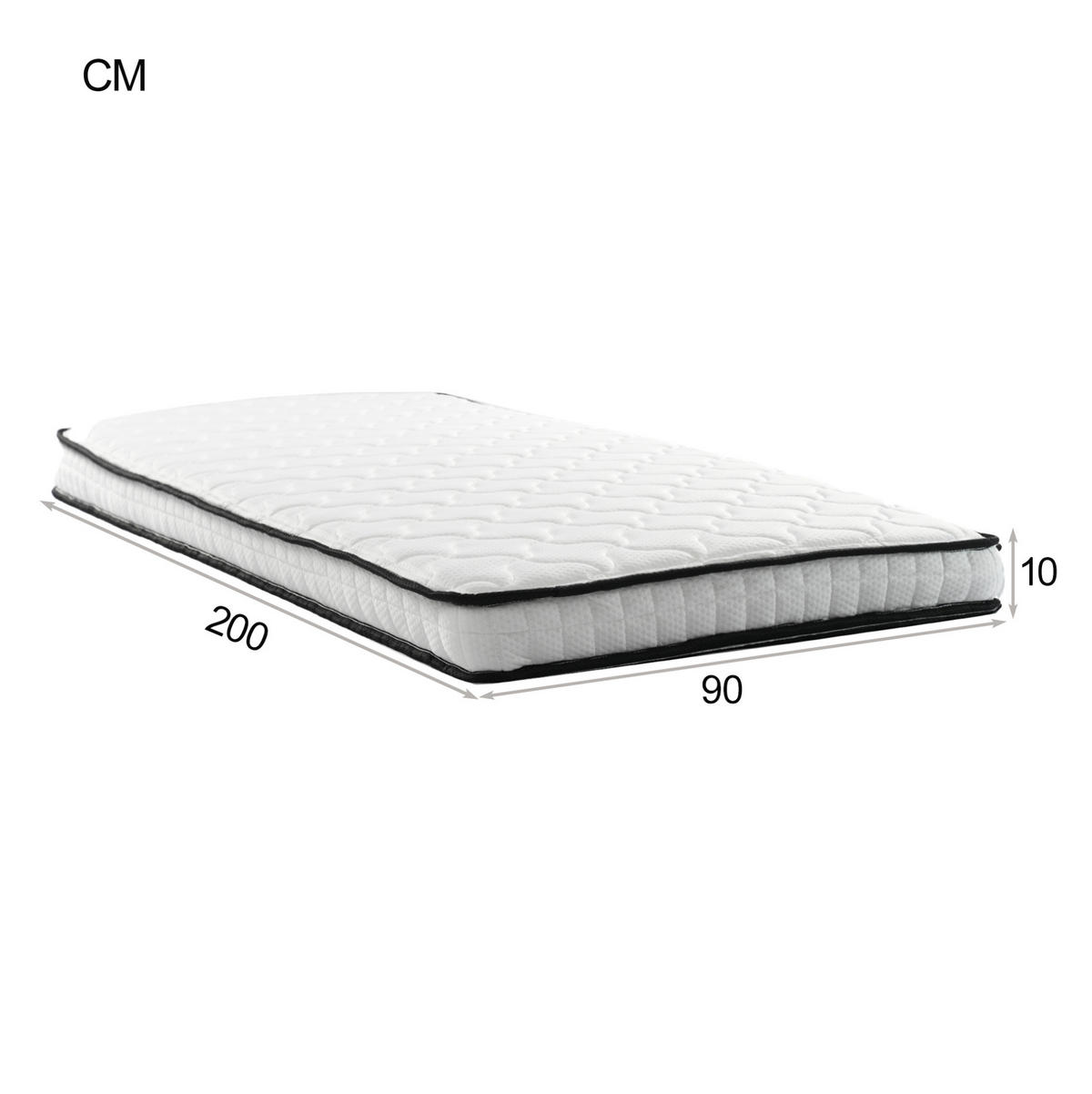 HOCHBETT 90/200 cm weiß mit Schreibtisch und Kleiderschrank mit Matratze - Weiß, Holzwerkstoff (90/200cm) - OKWISH