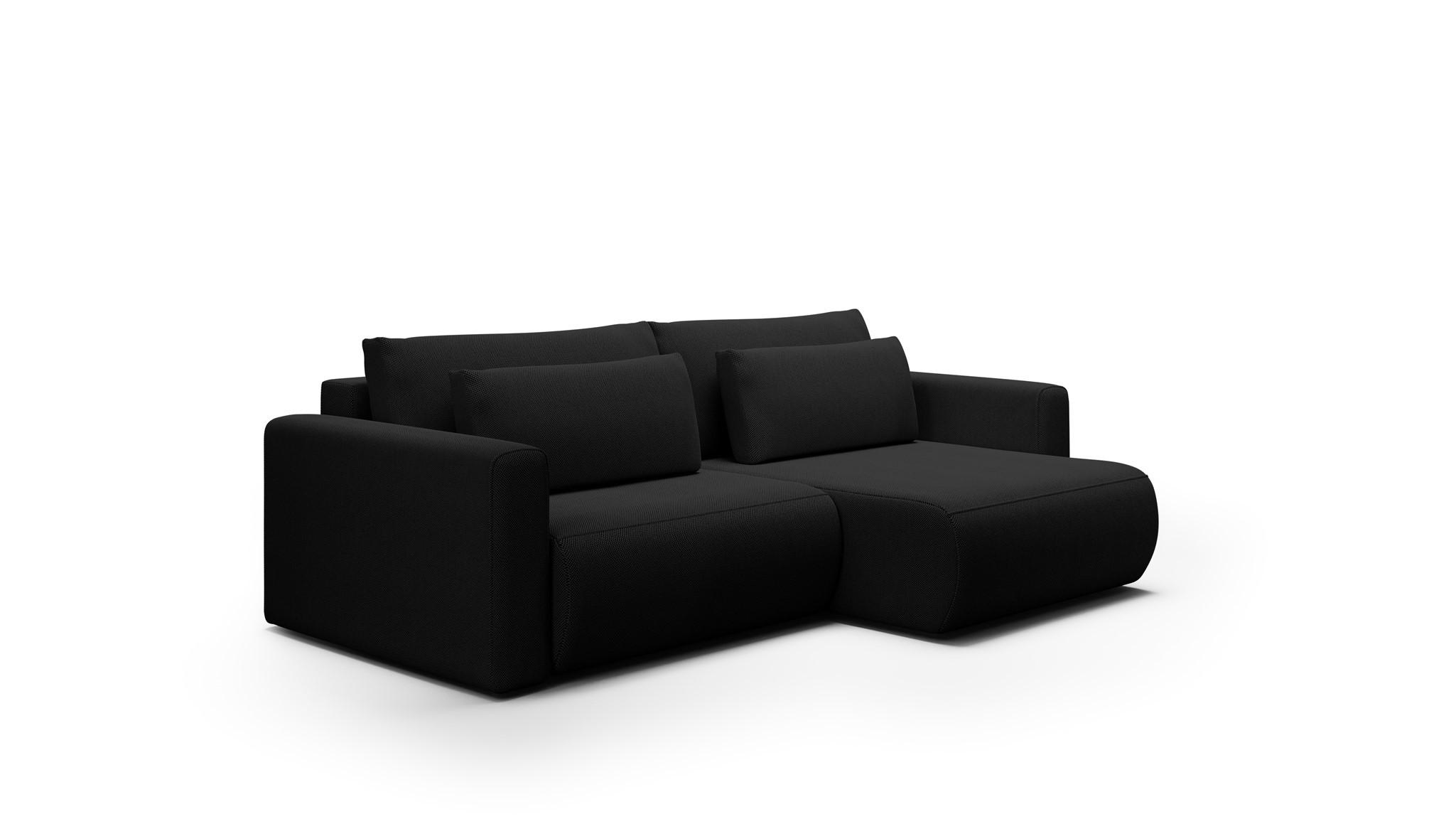 ECKSOFA Chaira Mit Schlaffunktion - Schwarz, Holzwerkstoff/Textil (240/149cm) - Fun Möbel