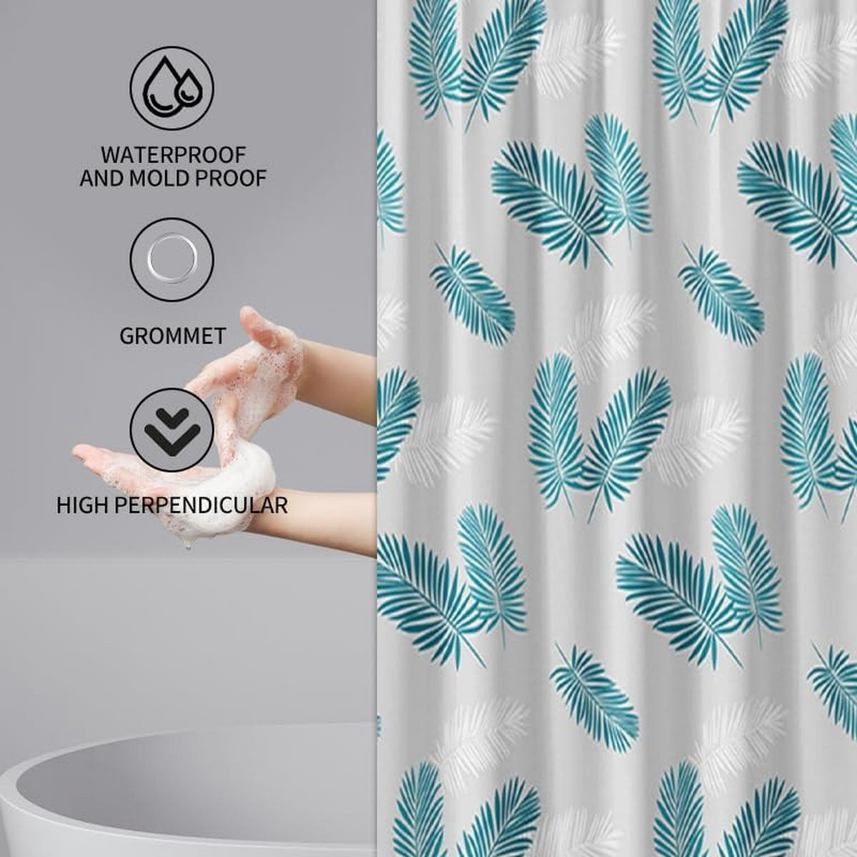 DUSCHVORHANG PEVA Badezimmer wasserdicht Dekoration modern transluzent - Weiß, Textil (180/150cm) - MCBOSON
