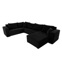WOHNLANDSCHAFT Stylo U-Form mit Schlaffunktion & Bettkasten – Ecksofa in Cord Tilia – Breite 315 cm Schwarz - Schwarz, Kunststoff (314/90/215cm) - Wohnideebilder