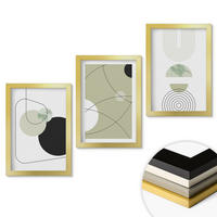 WANDBILDER 3er Set - 20x30 cm Goldrahmen - Abstrakte Formen und Farben - Goldfarben, Kunststoff (20/30cm) - ArtPrintCave
